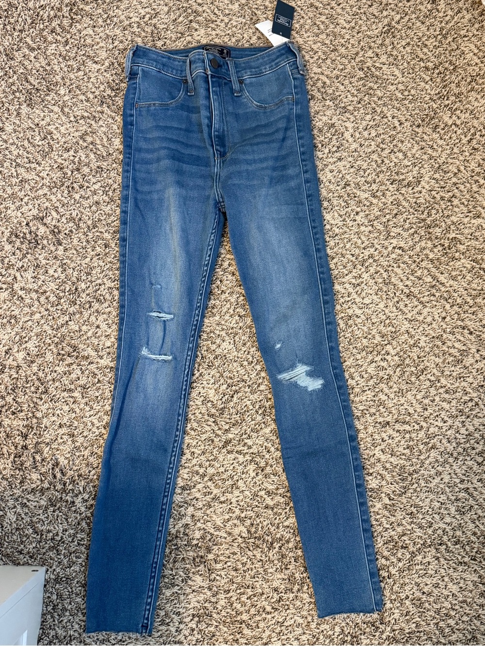 Abercrombie & Fitch Women's Distressed Skinny Jeans - Blue Wash